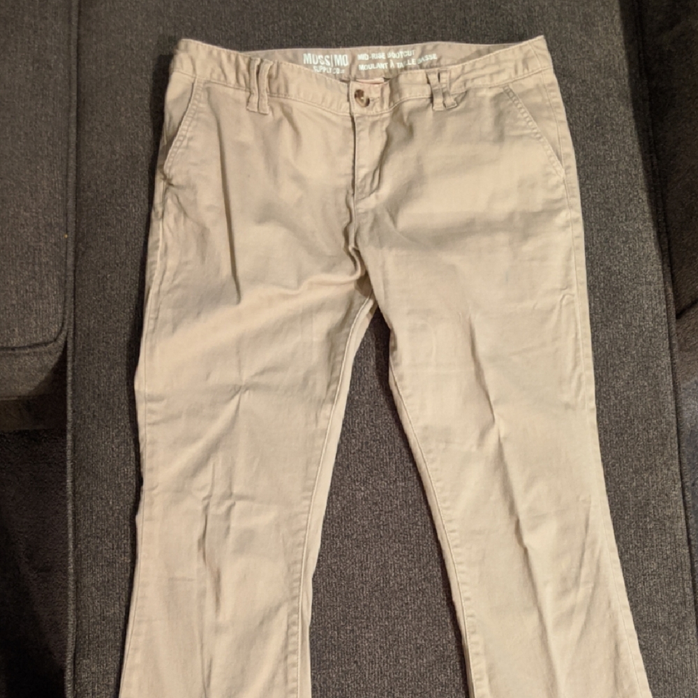 Mid-rise bootcut khaki pants